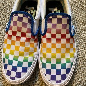 New Custom Rainbow Checkered Comfy Cush Vans W8.5 M7